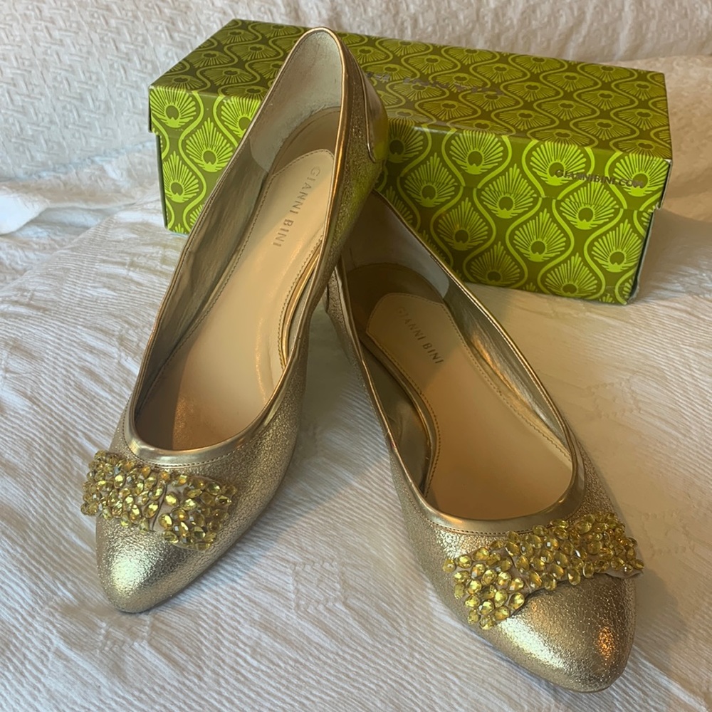 Gianni Bini Bedazzle711 Gold ballet flats